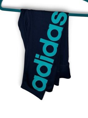adidas Navy Capri Leggings with Teal Logo